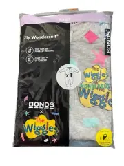 Bonds x Wiggles BWFVL Q6A Wiggly Shape Printed Zip Wondersuit Romper Size 00 New