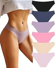 [FINETOO] 6 Pack Women’s Underwear Seamless Bikini Panties Low Rise Cheeky Underwear Stretch Hipster Brief for Ladies