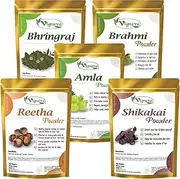 Vignaya Natural Amla, Reetha, Shikakai, Bhringraj, and Brahmi Powder for Hair (Each 50g)(250g)