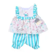 PASTOURELLE PIPPA & JULIE 2pc Blue Bunny Stripe Ruffle Dress Bloomers SET 12M