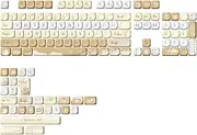 YUNZII 132 Keys MOA Keycaps, Dye-Sublimation PBT Custom Keycap Set for MOA Profile, Cute Bear Customized Pattern Keycaps for MX Switches Mechanical Gaming Keyboard (Butter)
