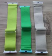 Set 3 Patterned Elasticated Watch Straps for Apple 1/2/3 38mm Green Beige