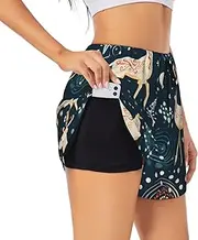[GaxfjRu] Christmas Tree and Deer Elk Print Women's Running Shorts High Waisted Running Shorts Pocket Sporty Gym Elastic Short