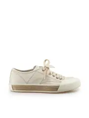 Ecru Leather Braided Sole Trainers