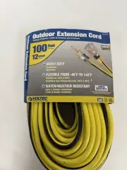 12/3 Outdoor Extension Cord with Lighted End 100-Foot Voltec 12/3 AWG SJTW NEW