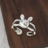 在飛比找ETMall東森購物網優惠-925純銀兔子簡約雙層本命年戒指