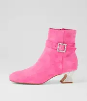 New Django & Juliette Poppiy Lipstick Silver Suede Jewels Ankle Boots Womens ...