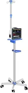 IV Pole w/Wheels & Tray Stainless Steel Adjustable 43" to 78" Height IV Stand Portable 4 Hooks 5 Wheels IV Fluid Bag Stand for Home Hospital