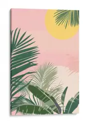 Sunset Palm Abstract Art Print, Modern Tropical Home Decor, Warm Tones