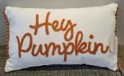 Target Bullseye Playground "Hey Pumpkin" Fall Throw Pillow w/ Pom-pom Fringe