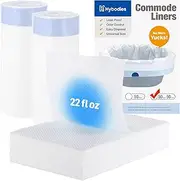 50 Pack Commode Liners with Absorbent Pads, Hybodies Disposable Poop Bags Prevent Spills for Bedside Commode, Camping Toilets & Bedpans, Tear Resistance | Odor Control | Universal Fit
