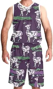 [FNETJXF] Basketball Jersey, Basketball Jersey for Women, Mens Basketball Jerseys, Lovely Cartoon Animals Alpaca and Cactus