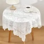 White Vintage Lace Floral Tablecloth Square Table Cover Topper Wedding Party