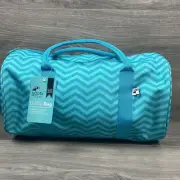 Yoobi “DUFFLE BAG” Aqua Chevron Adjustable Shoulder Strap Two Side Pockets.