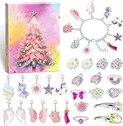 Advent Calendar 2025,Unicorn Christmas Countdown Calendar for Kids Girls 24 Days with DIY Charm Bracelet Surprise Making Kit Creative Gifts for Daughters, Granddaughters, Nieces
