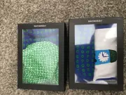 Marimekko 100% Cotton Blue Green Newborn Infant Baby 2 Beanie Hats 2 Bibs Gifts