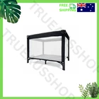 Portable Travel Portacot Black with Mattress Mesh Sides Compact Fold Baby Cot