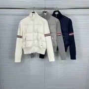 Thom Browne Women's Multicolored Sleeve Stripes Knit Patchwork Down Jacket