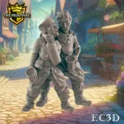 Drunken Human Mini | Pair of Drunks Walking | Dungeons and Dragons NPC Figure |
