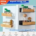 4Pack Bamboo Kitchen Wall Mounted Storage Hanging Magnetic Spice Rack Organizer