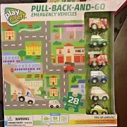 Play Right Pull Back and Go 6 Emgy Vehicles Activity Play Set Brand New (KEY01)