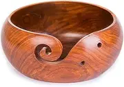 Joyeee 1 PCS Wooden Yarn Bowl Largest, Premium Knitting Storage Accessories & Supplies, Yarn Holder for Knitting and Crochet Yarn Winder, Handcrafted Yarn Ball Bowl Brown Box, 7.8 Inches #04