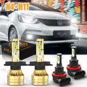 For Honda Fit 2006-2020 4*LED Headlight Kit High/Low Beam+Fog Lights Bulbs (for: Smart)