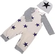 [LIFKOME] Boy Clothing Set Star Strap Trousers Long-sleeved Shirt Hat Newborn Outfit Boys and Girls Spring Suit