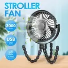 Portable Stroller Fan Desk Clip On USB Battery Powered 4 Speeds Cooling Handheld