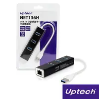 在飛比找momo購物網優惠-【Uptech】USB 3.0 Giga網路卡+HUB集線器