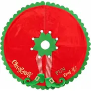 24 Inch Mini Elf Christmas Tree Skirt with Candy Striped Legs, Red and Green Tree Skirt Christmas Decor Xmas