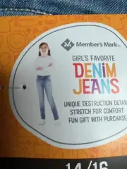 Members Mark Girls Denim Skinny Distressed Jeans Unicorn Fidget Popper NWT 14/16