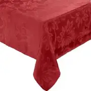 St Nicholas Square Rich Red Poinsettia Tablecloth Fabric Table Cloth 90 Round