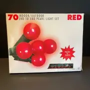 Vintage End To End Red Pearl Christmas Tree 70 Light Set