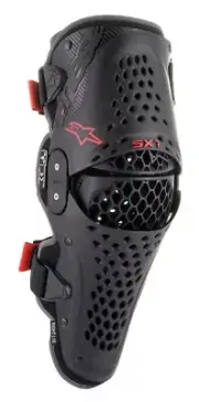 ALPINESTARS SX1 V2 KNEE GUARDS BLACK RED HINGED MOTOCROSS MX ENDURO MTB BRACES