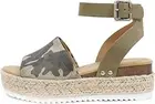NEW Soda Women's Topic Platform Buckle Ankle Strap Espadrille Sandal Camo Size 7