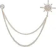 [Aeaocvo] Rhinestone Star Brooch for Women Men Brooches Lapel Pin for Suit Crystal Snowflake Brooch Pin for Women Crystal Lapel Badge Hanging Tassel Chains Collar Pins for Party Ceremony Banquet, Metal