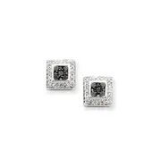 14k White Gold Black u0026 White Real Diamond Earrings
