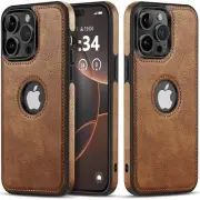 for iPhone 15 Pro Max Case Vegan Leather Slim Luxury Elegant Vintage Phone Co...