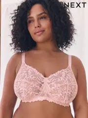 Light Pink Total Support Non Pad Non Wire Full Cup Lace Ultimate Comfort Bra B-H (Q82807) | $45