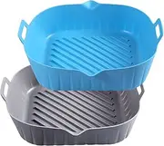 Air Fryer Liners Silicone Baking Tray, 2 Pcs Reusable Air Fryer Silicone Liners Square, Food Safe Air Fryers Oven Accessories, Replacement Parchment Paper Liners, Cooking Guide Cheat Sheet