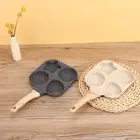 4 Hole Omelet Pan Pot For Burger Egg Ham Pancake Maker Wooden Handle Non-sti S❤B