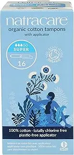 Natracare Organic All Cotton Tampons, Super with Applicator, 16 Count boxes (Pack of 12)