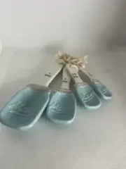 Blue Ceramic Mason Jar Measuring Spoons Set Vintage Inspired - NEW