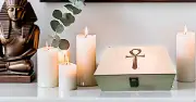 Medium Engraved Wood Ankh Keepsake Box