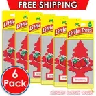 6 x Little Trees Air Freshener Strawberry Scent Freshens Car Truck Home Office