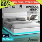 ALFORDSON Bed Frame Double Size Platform RGB LED Gas Lift Base Storage White