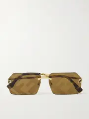 [Fendi Eyewear] Fendi Eyewear - Fendi Sky Rimless Rectangle-frame Gold-tone Sunglasses - One size One size Gold
