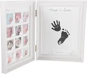 HOMSFOU Baby Ink Hand and Footprint Kit Handprint and Footprint Picture Frame Keepsake Photo Frame Nursery Desk Wall Decoration for Newborn Baby Shower