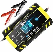 8A 12V / 24V Smart Automotive Car Battery Charger Maintainer Trickle Charger with LCD Screen Display, Temperature Compensation for Motorcycle, Boat, Car, Truck, Lawn Mower